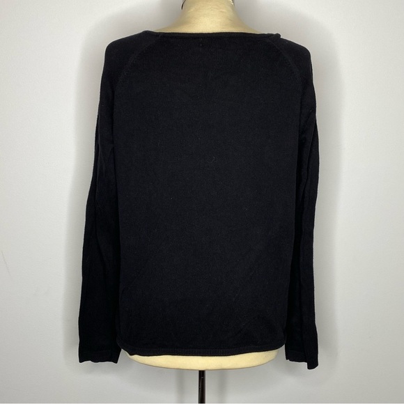 Elle Black Sequin Front Crew Neck Sweater - Picture 2 of 9